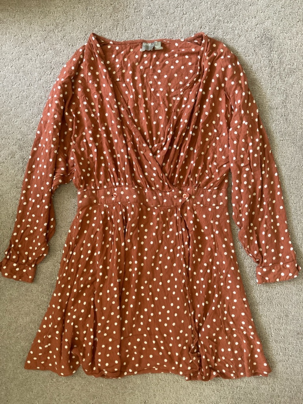 ASOS brown polka-dot wrap dress, Sz US 10.